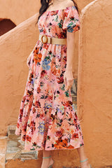 Print Split Joint Off the Shoulder A Line Dresses Ins Street