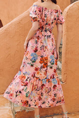 Print Split Joint Off the Shoulder A Line Dresses Ins Street