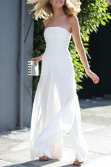 Elegant Solid Split Joint Strapless Jumpsuits Ins Street