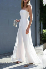 Elegant Solid Split Joint Strapless Jumpsuits Ins Street