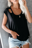 Solid Ripped O Neck T-Shirts Ins Street