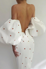 Elegant Print Draw String Backless Strapless Pencil Skirt Dresses Ins Street