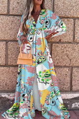 Elegant Print Split Joint V Neck A Line Dresses(5 colors) Ins Street