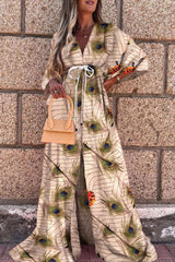 Elegant Print Split Joint V Neck A Line Dresses(5 colors) Ins Street