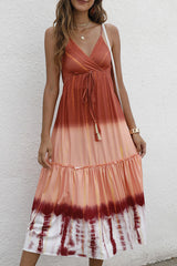 Gradual Change Split Joint V Neck Princess Dresses Ins Street