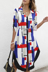 Print Turndown Collar Irregular Dresses(3 Colors) Ins Street