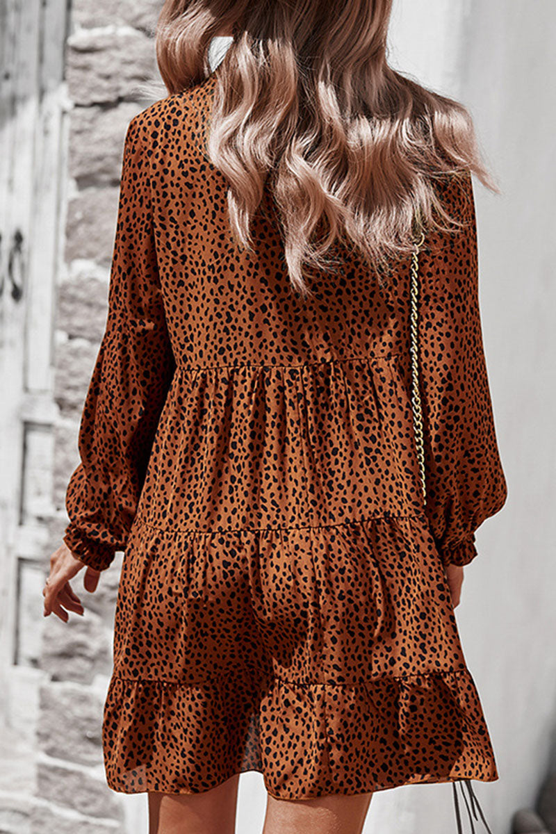 Print Split Joint V Neck A Line Dresses Ins Street