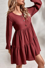 Casual Elegant Solid Buckle Flounce V Neck A Line Dresses Florcoo