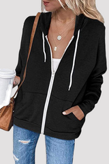 Solid Split Joint Pocket Hooded Collar Tops(4 Colors) Ins Street