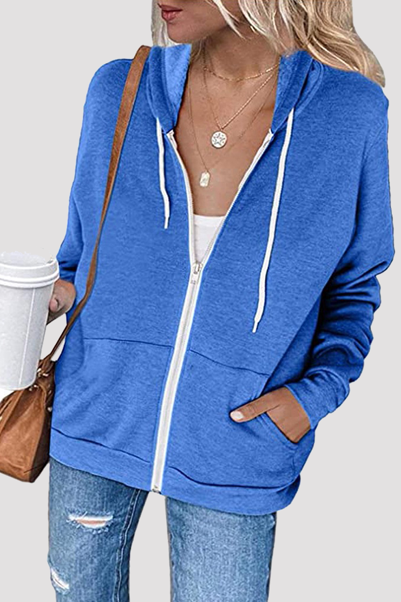 Solid Split Joint Pocket Hooded Collar Tops(4 Colors) Ins Street