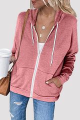 Solid Split Joint Pocket Hooded Collar Tops(4 Colors) Ins Street