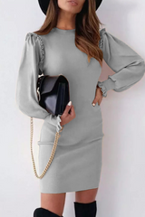 Solid Split Joint O Neck Pencil Skirt Dresses Ins Street