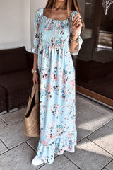 Print Split Joint Off the Shoulder A Line Dresses Ins Street