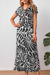 Print Split Joint V Neck A Line Dresses Ins Street