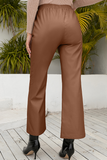 Casual Elegant Solid Split Joint Pocket Loose Wide Leg Solid Color Bottoms Florcoo