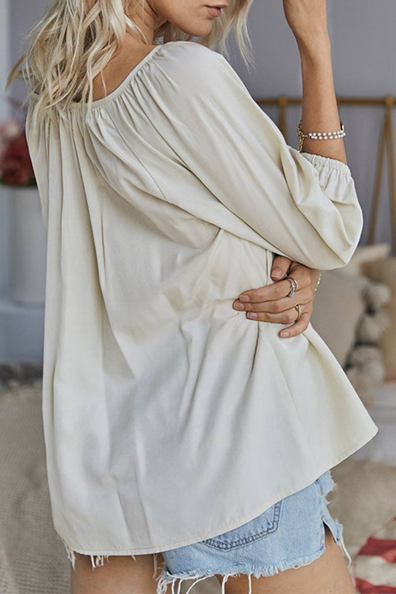 Solid Buckle V Neck Tops Ins Street