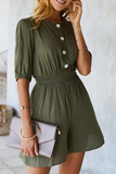 Solid Split Joint Buckle O Neck Jumpsuits Ins Street