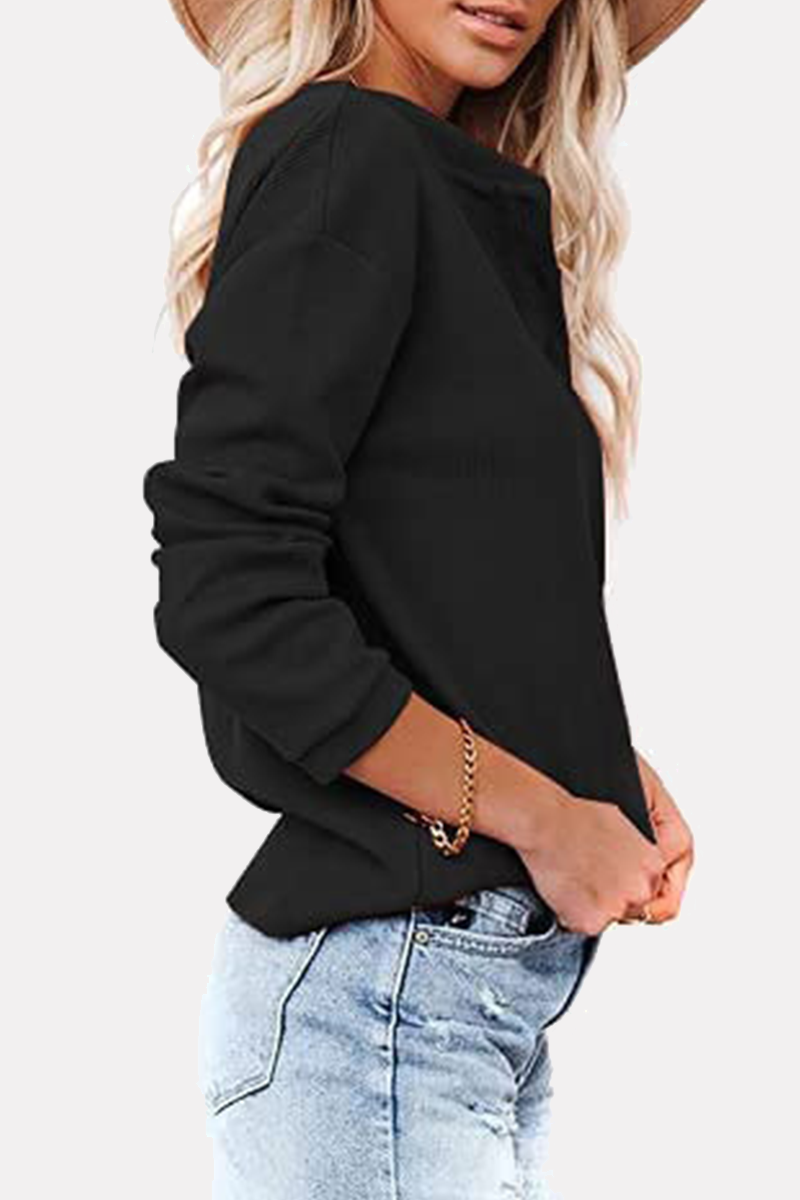 Solid Buckle O Neck Tops Ins Street