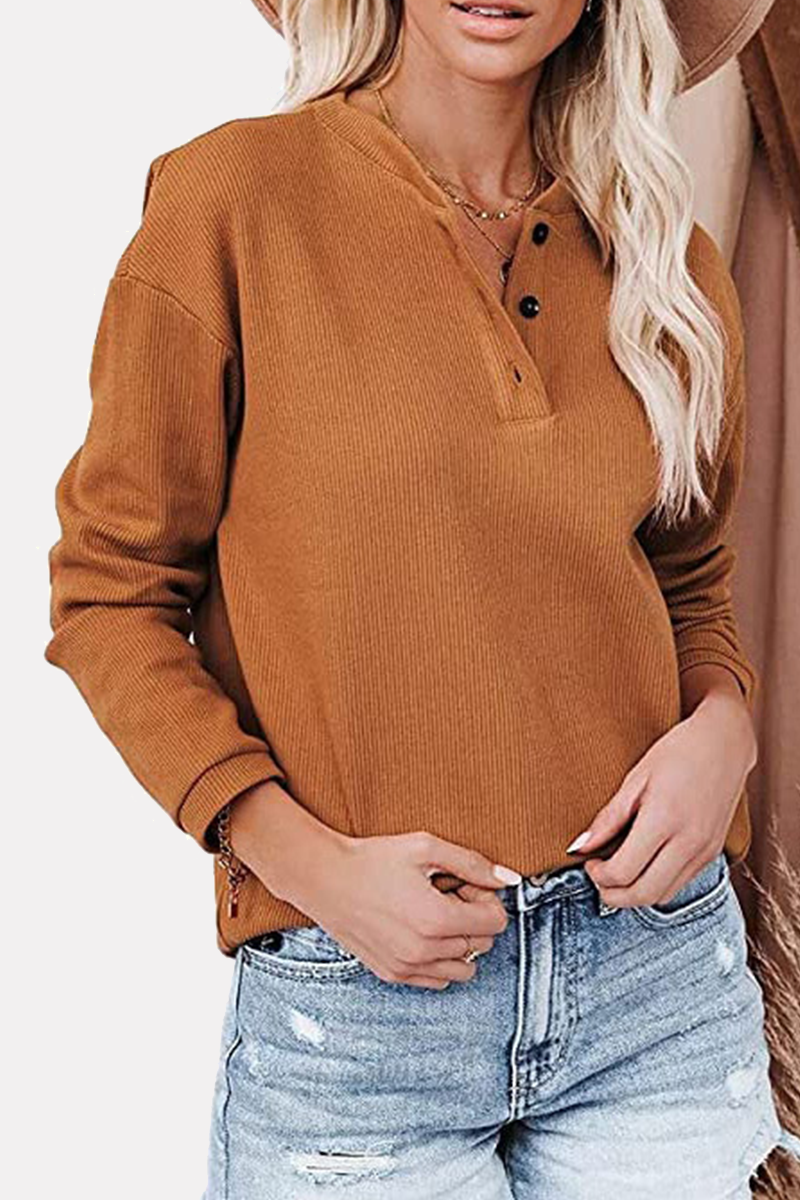 Solid Buckle O Neck Tops Ins Street