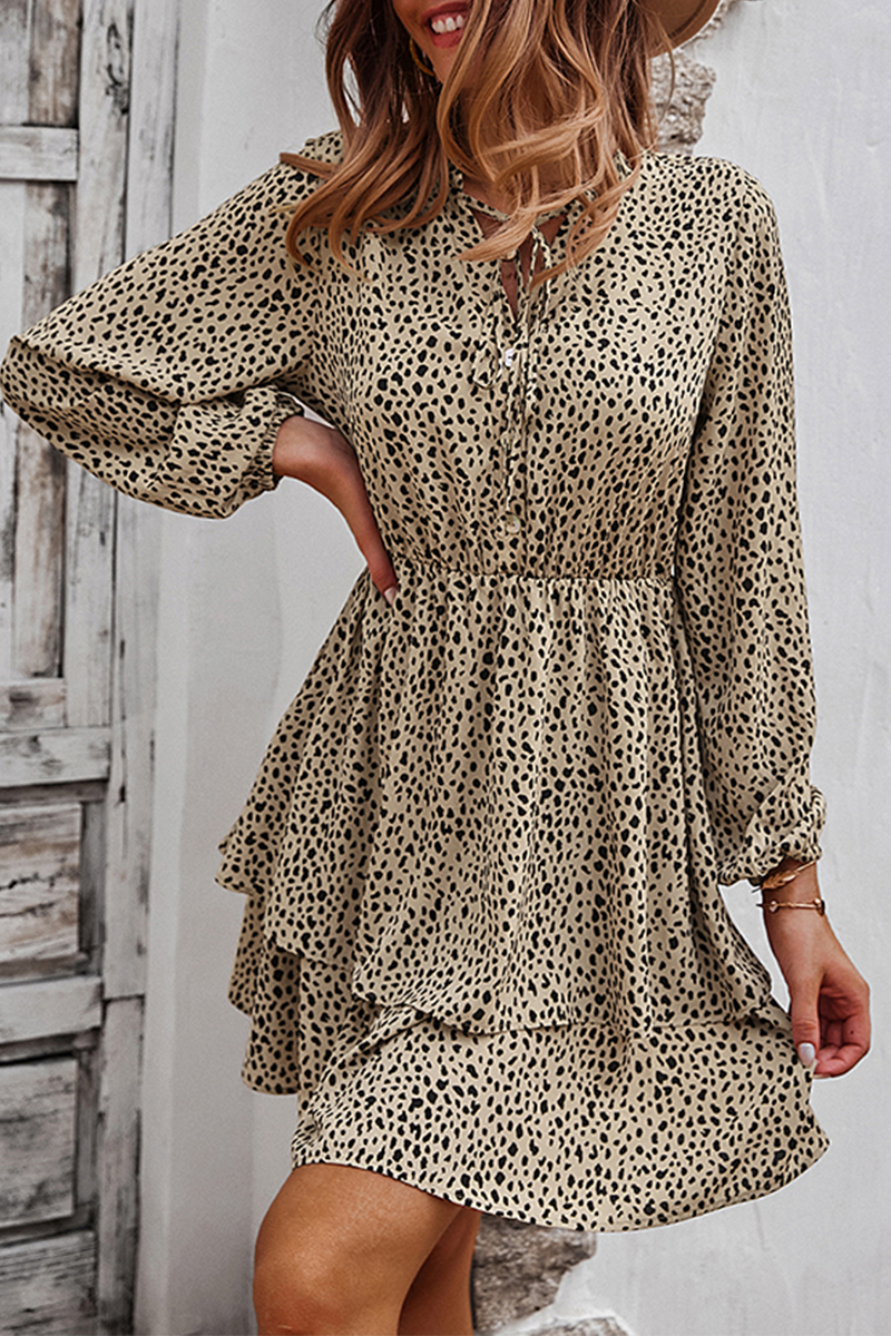 Print Split Joint Frenulum V Neck A Line Dresses Ins Street