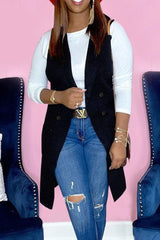 Solid Split Joint Buttons Turn-back Collar Outerwear Ins Street