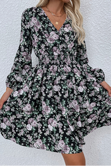 Casual Elegant Floral Split Joint Fold V Neck Dresses Florcoo