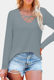 Solid Hollowed Out Split Joint V Neck Tops£¨6 colors£© Ins Street