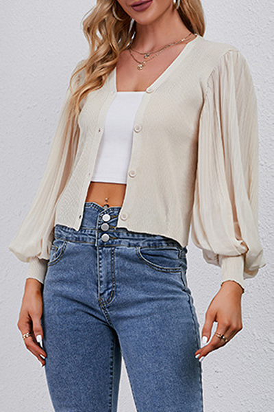 Solid Split Joint Buckle V Neck Tops Ins Street