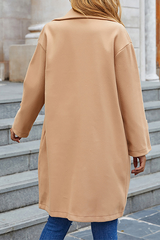 Elegant Solid Split Joint Buttons Turn-back Collar Outerwear Ins Street