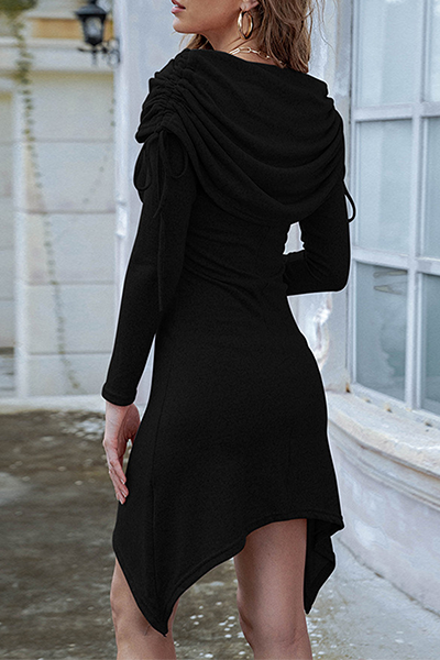 Elegant Solid Split Joint Fold Off the Shoulder Irregular Dress Dresses Ins Street