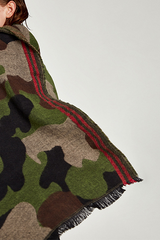 Camouflage Print Tassel Split Joint Scarf Ins Street