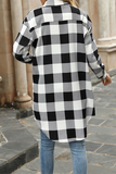 Casual Elegant Plaid Pocket Buckle Turndown Collar Outerwear(4 Colors) Florcoo