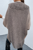 Casual Elegant Striped Tassel Split Joint Turndown Collar Tops Sweater Florcoo