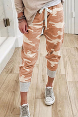 Casual Camouflage Print Draw String Capris Patchwork Bottoms Florcoo