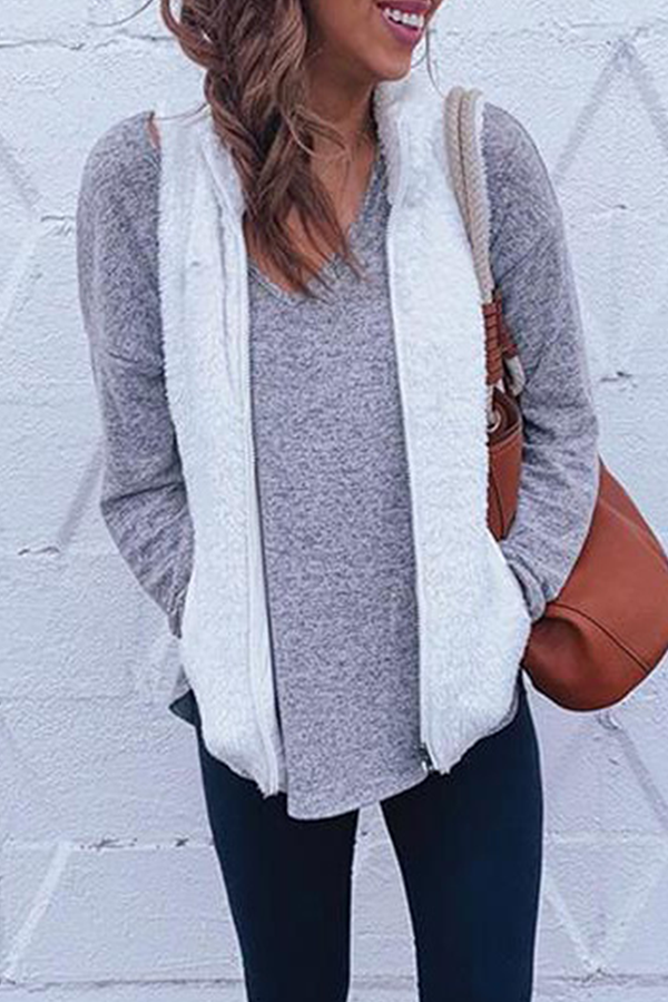 Solid Pocket Zipper Mandarin Collar Tops£¨7 colors£© Ins Street