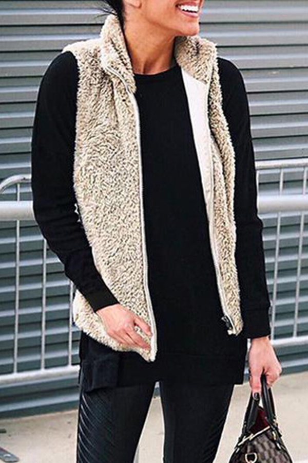 Solid Pocket Zipper Mandarin Collar Tops£¨7 colors£© Ins Street