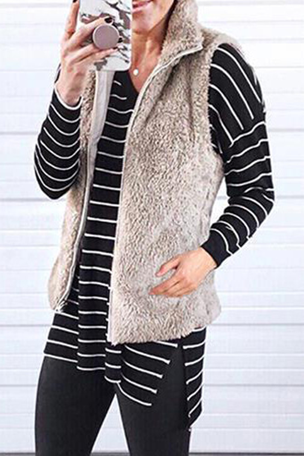 Solid Pocket Zipper Mandarin Collar Tops£¨7 colors£© Ins Street