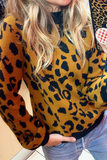 Casual Leopard O Neck Tops