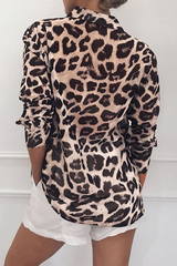 Casual Leopard Buckle Turndown Collar Tops(4 colors) Ins Street