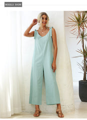 Meadow Linen Blend Tie Back Jumpsuit - New Sage Ins Street