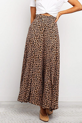 Casual Leopard Capris Straight High Waist Wide Leg Full Print Bottoms Florcoo