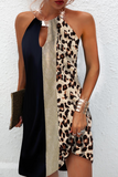 Casual Leopard O Neck Straight Dresses Florcoo
