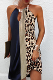 Casual Leopard O Neck Straight Dresses Florcoo