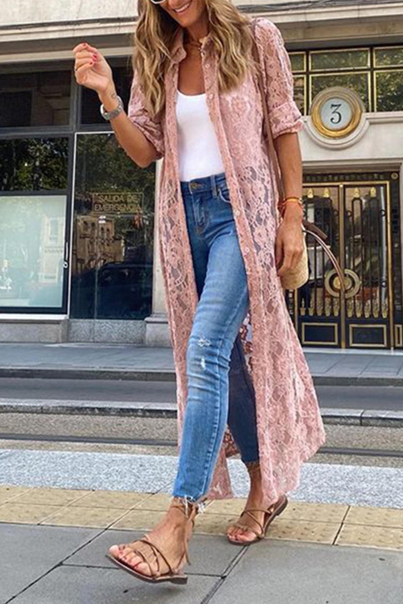 Solid Lace Cardigan Collar Outerwear Ins Street