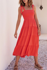 Solid Bandage Square Collar Cake Skirt Dresses(3 colors) Ins Street