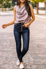 Solid Split Joint U Neck Tops Ins Street