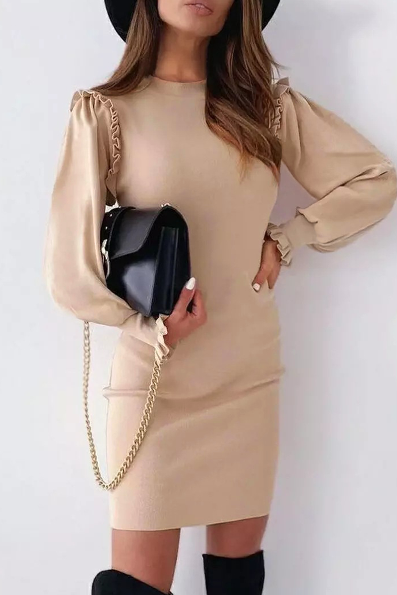 Solid Split Joint O Neck Pencil Skirt Dresses Ins Street