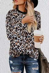 Casual Leopard Split Joint Tops Florcoo