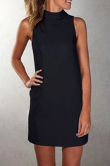 Solid Split Joint Halter Straight Dresses Ins Street