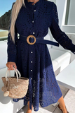 Solid Lace O Neck Shirt Dresses Ins Street